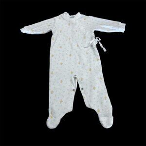 Vintage 70s Baby Sleeper 9 Month Footies USA Schwab Terry Flowers Chicks Girl